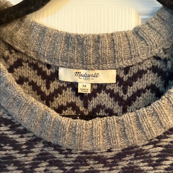 Madewell Sweaters - Madewell Gray and Navy Chevron Knit